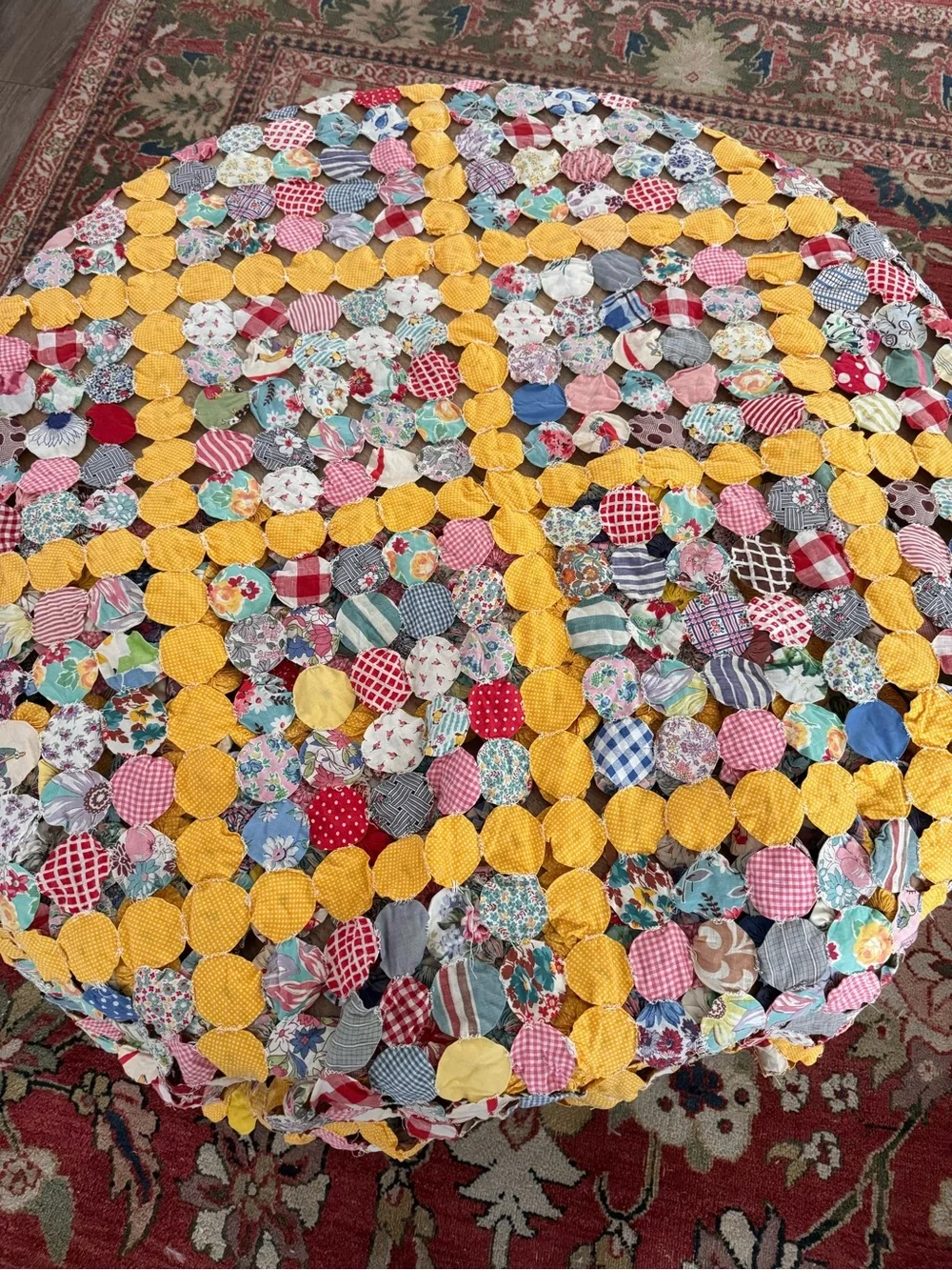 Vintage Handmade YoYo Quilt